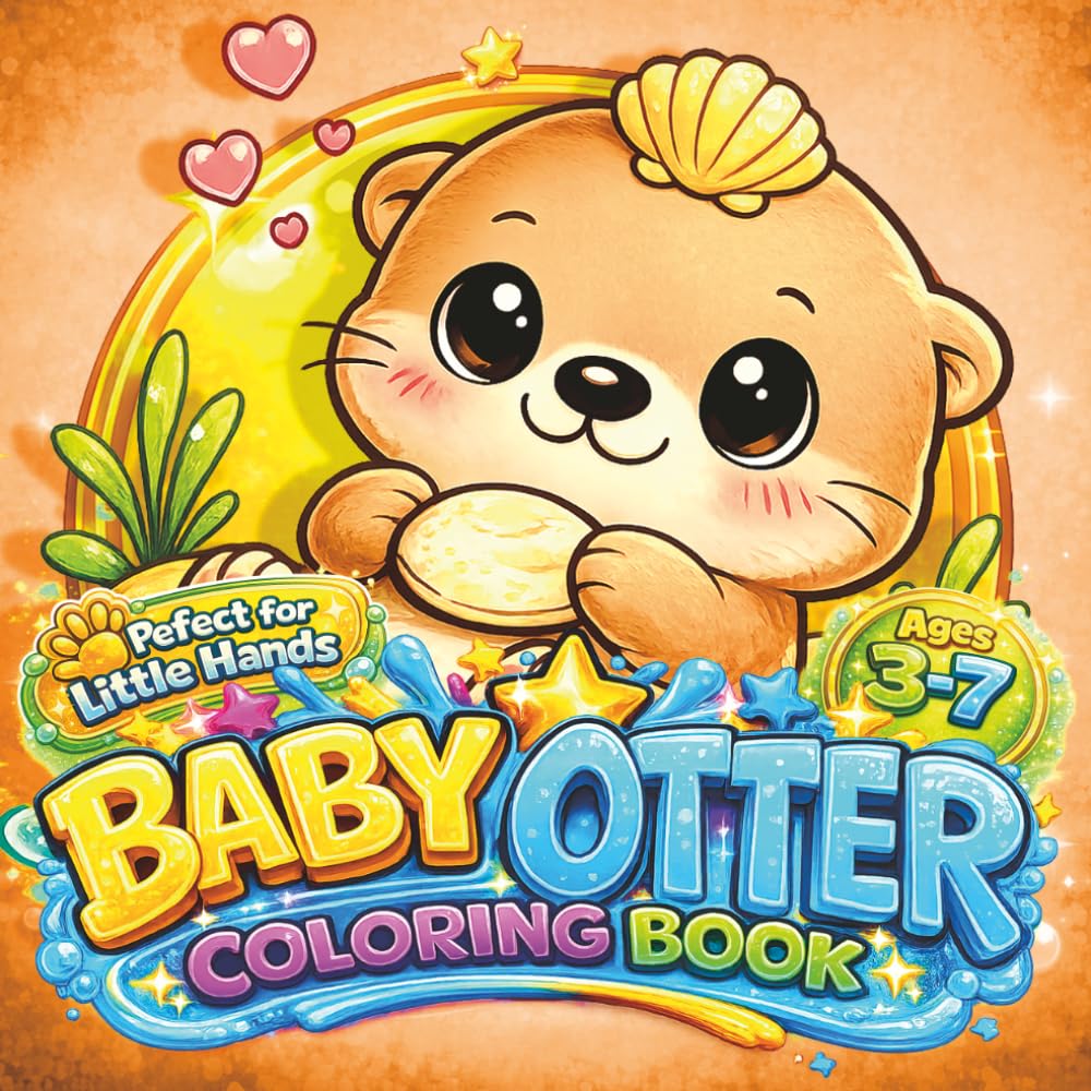 Baby Otter Coloring Book: 50 Cute Baby Otter Coloring Pages for Kids Ages 3–7 Fun River Adventures with Fish, Shells and Animal Friends (Cute Baby Coloring Adventures)