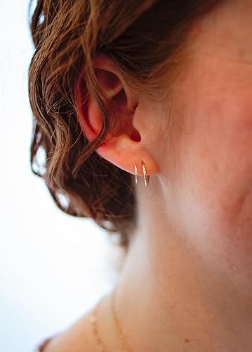 Miniatura 4 de Handmade TINY Mixed Metal Twist Loop Earrings Double Hoop for Single Piercing Gold Sterling Silver Spiral Illusion