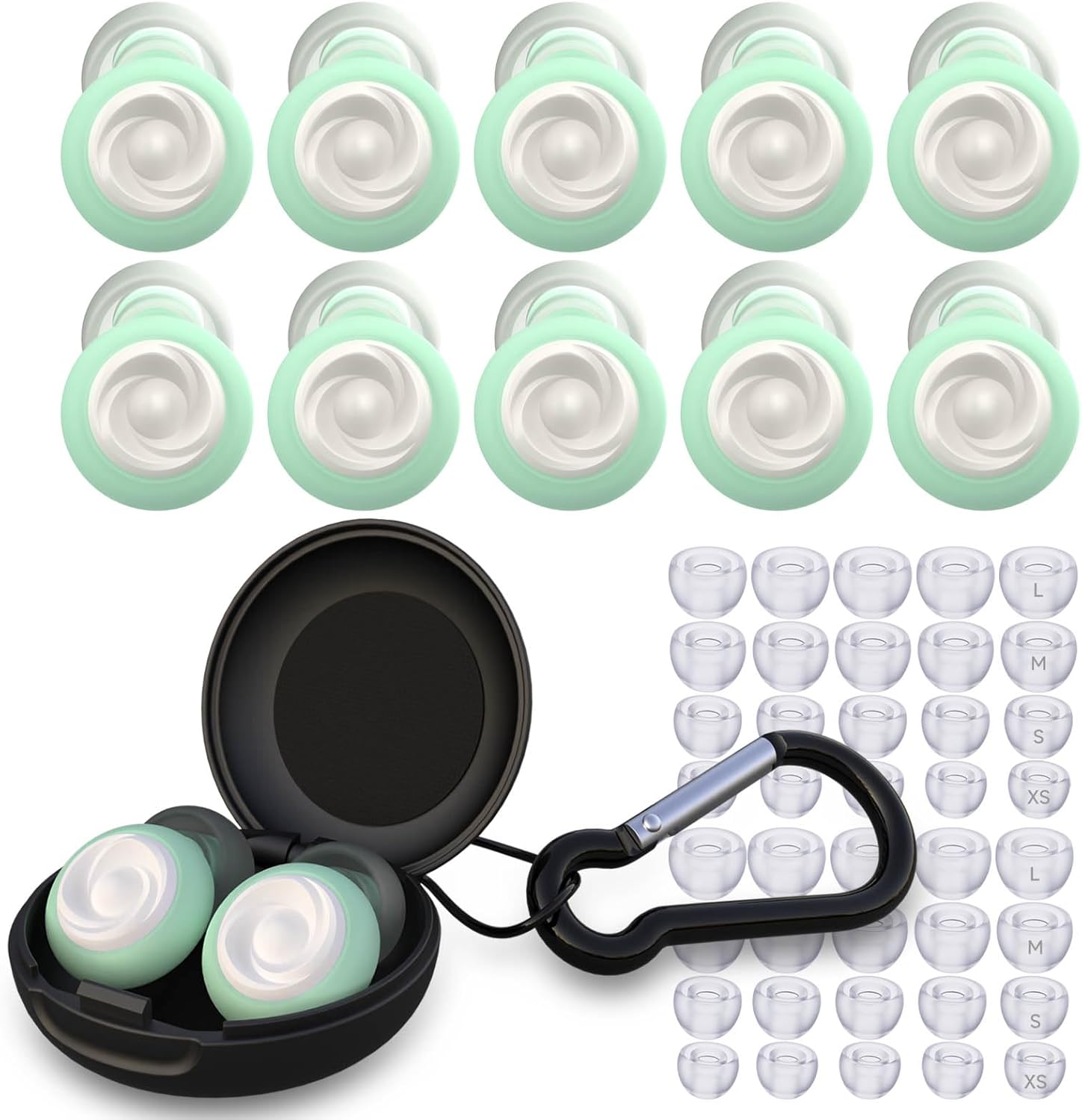5 Pairs Ear Plugs for Sleeping Noise Reduction,Beinkap Reusable Earplugs Hearing Protection for Focus, Noise Sensitivity,Study,Work,Snoring,Motorcycle,Concert,Airplanes,24dB-33dB（Green）