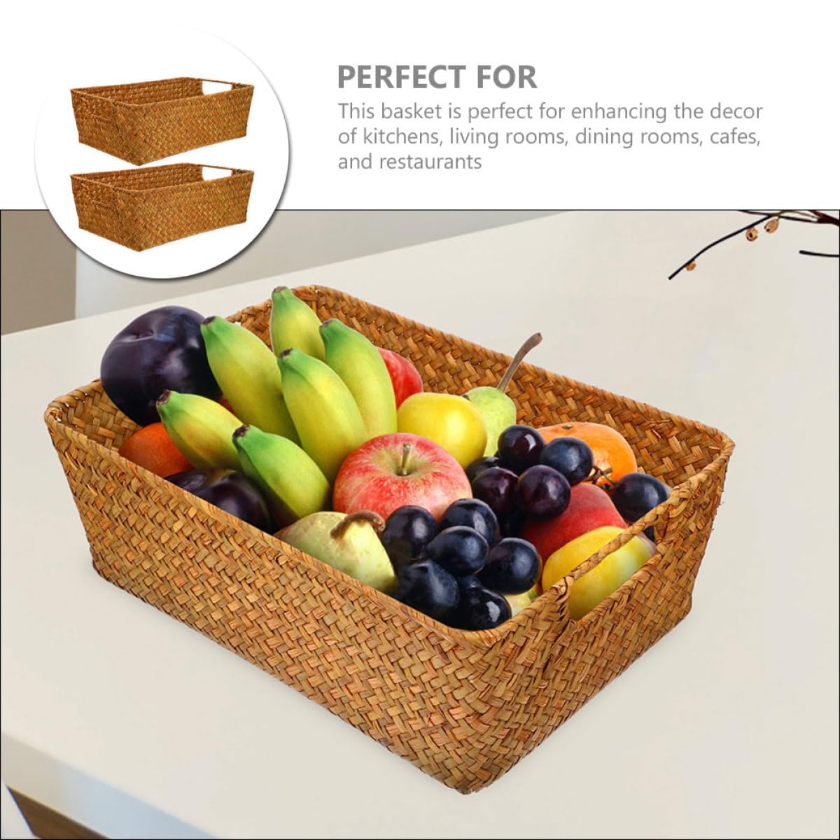 2 cestas de mimbre para pan, cestas Detive Sto para frutas y veterinarios, ideal para cocina y comedor, tejido a mano y diseño Slish