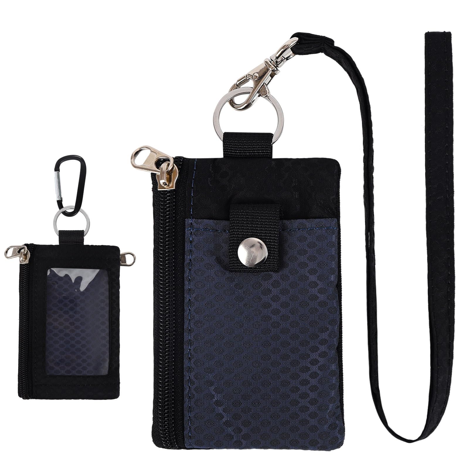 MASAPHlL Small Lanyard Wallet for Women/Men with RFID Blocking ID Badge Holder, Minimalist Nylon Zipper Pouch, Travel Neck Wallet with Keychain, ID