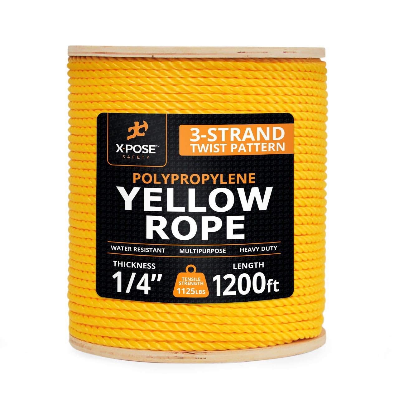Yellow Twisted Polypropylene Rope, 1/4