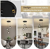 Vista 4 de 3-Light Pendant Light Fixtures, Farmhouse Hanging Pendant Lighting, Dining Room Chandelier, Industrial Kitchen Island Hanging Light Fixture, Black