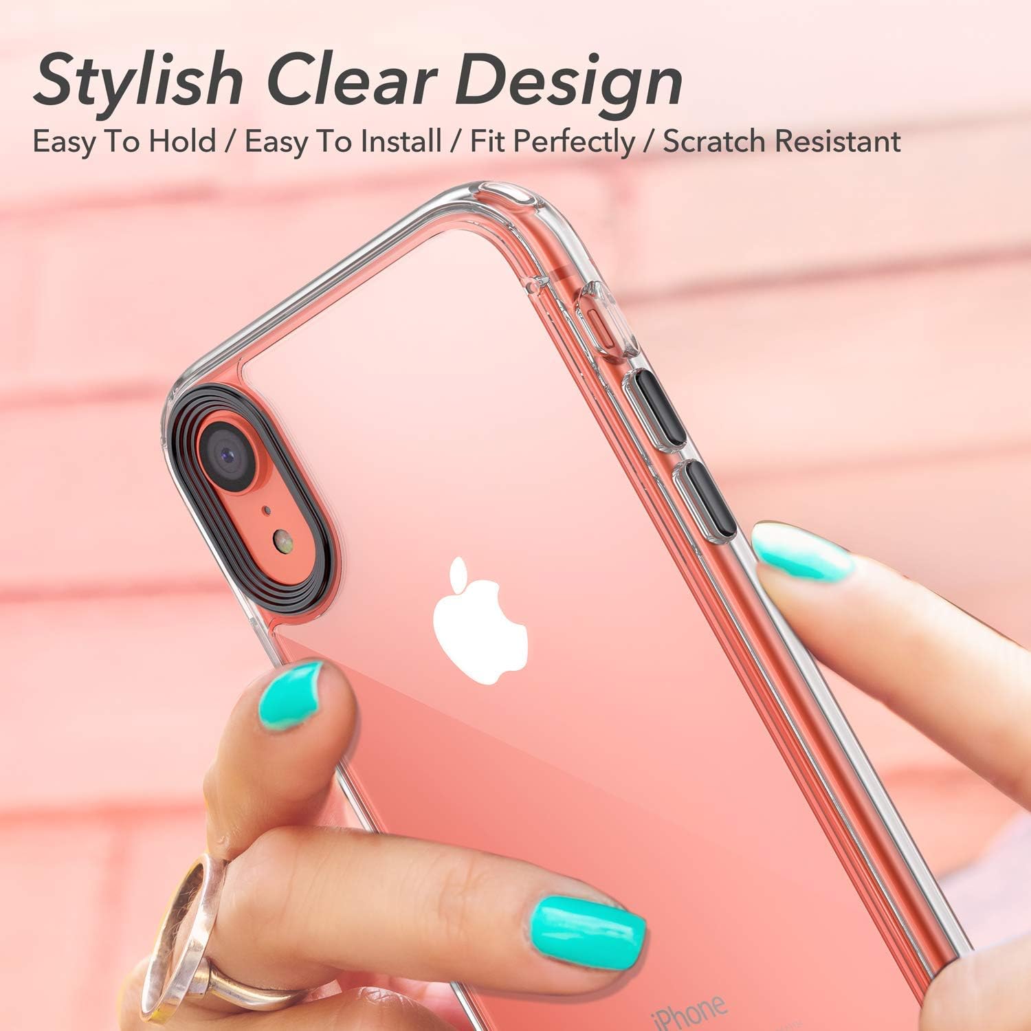 YOUMAKER Stylish Crystal Clear Case for iPhone XR, Anti-Scratch Shock Absorption Slim Fit Drop Protection Premium Bumper Cover Case for iPhone XR 6.1 inch - Black/Clear