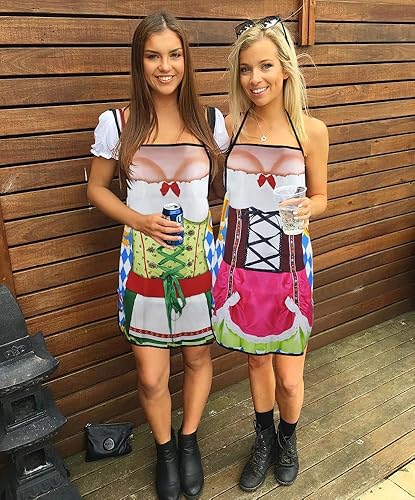 Miniatura 5 de Nialnant 2 delantales de Oktoberfest, delantal alemán bávaro para mujer, delantales de Oktoberfest, idea de regalo, divertido delantal de chef para