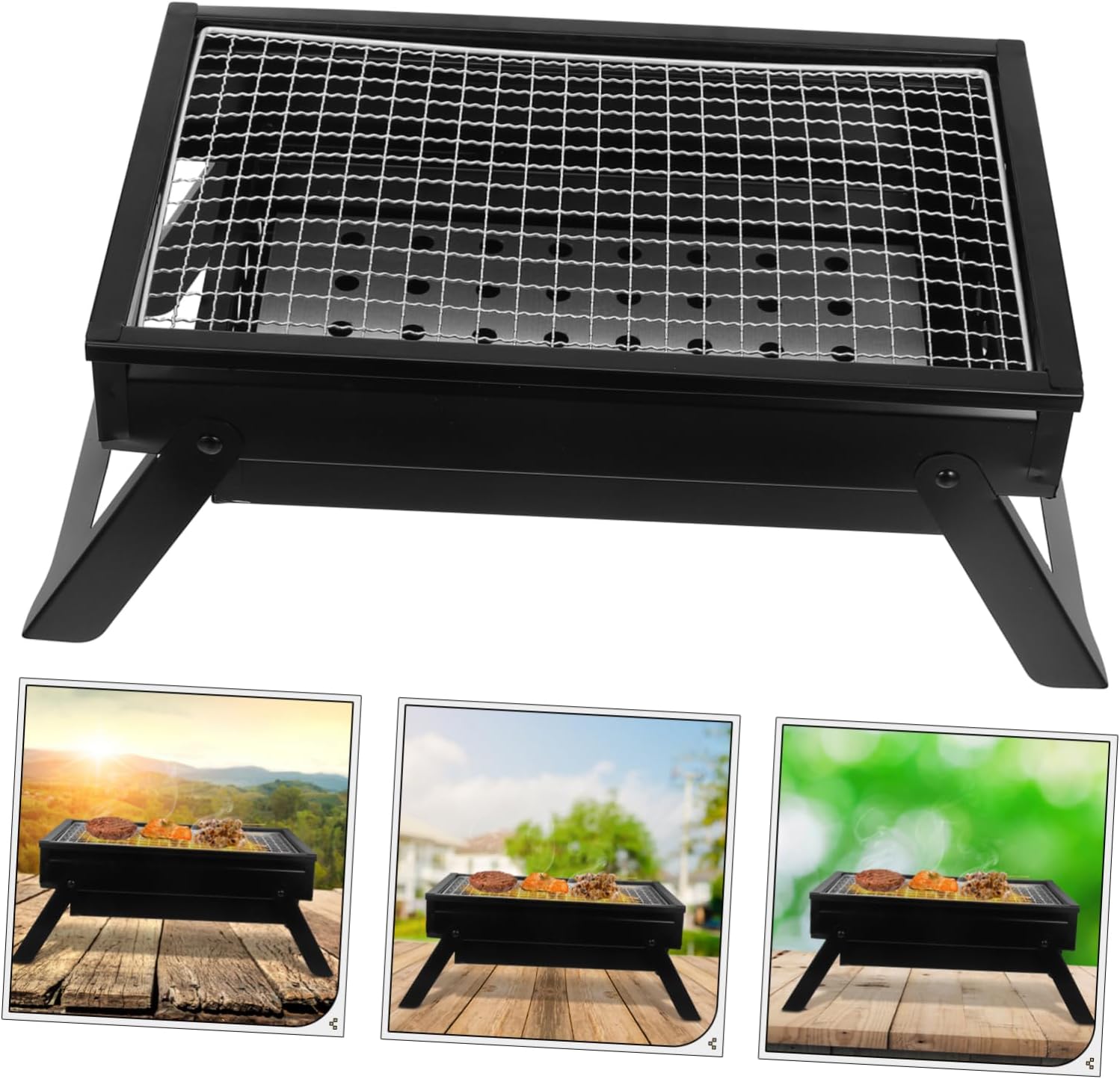 Portable Charcoal Grill for Camping and Compact Bbq Grill for Outdoor Cooking for People with Pullout Charcoal Case Lightweight and Easy to Transport