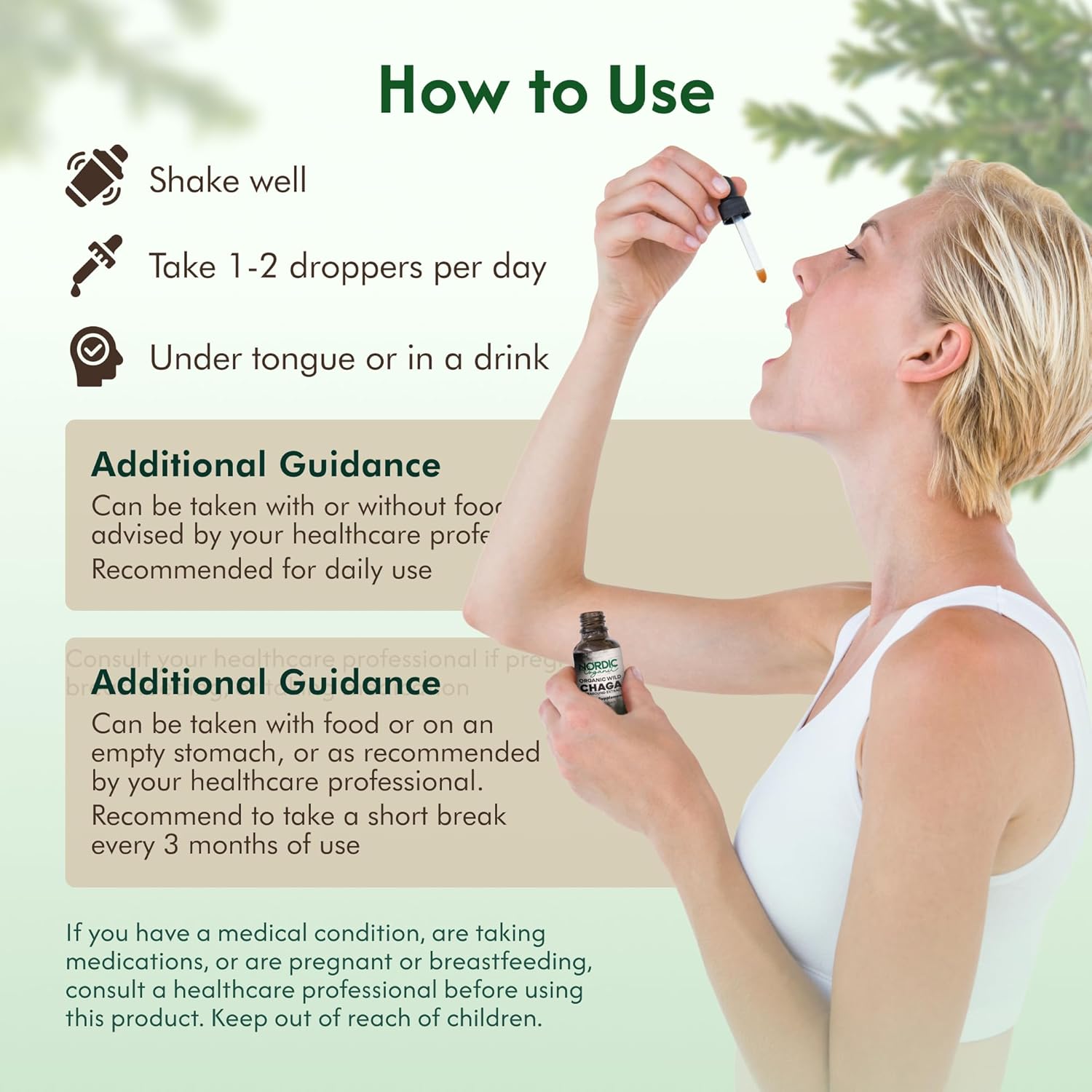 Chaga Organic Mushroom Extract - Next-Gen Ultrasound Extraction, Wild Harvested in Arctic Finland, 100% Fruiting Body, Ultra Potent Tincture for Immune, DNA & Gut Health Support, USDA Certified, 50ml - Image 5