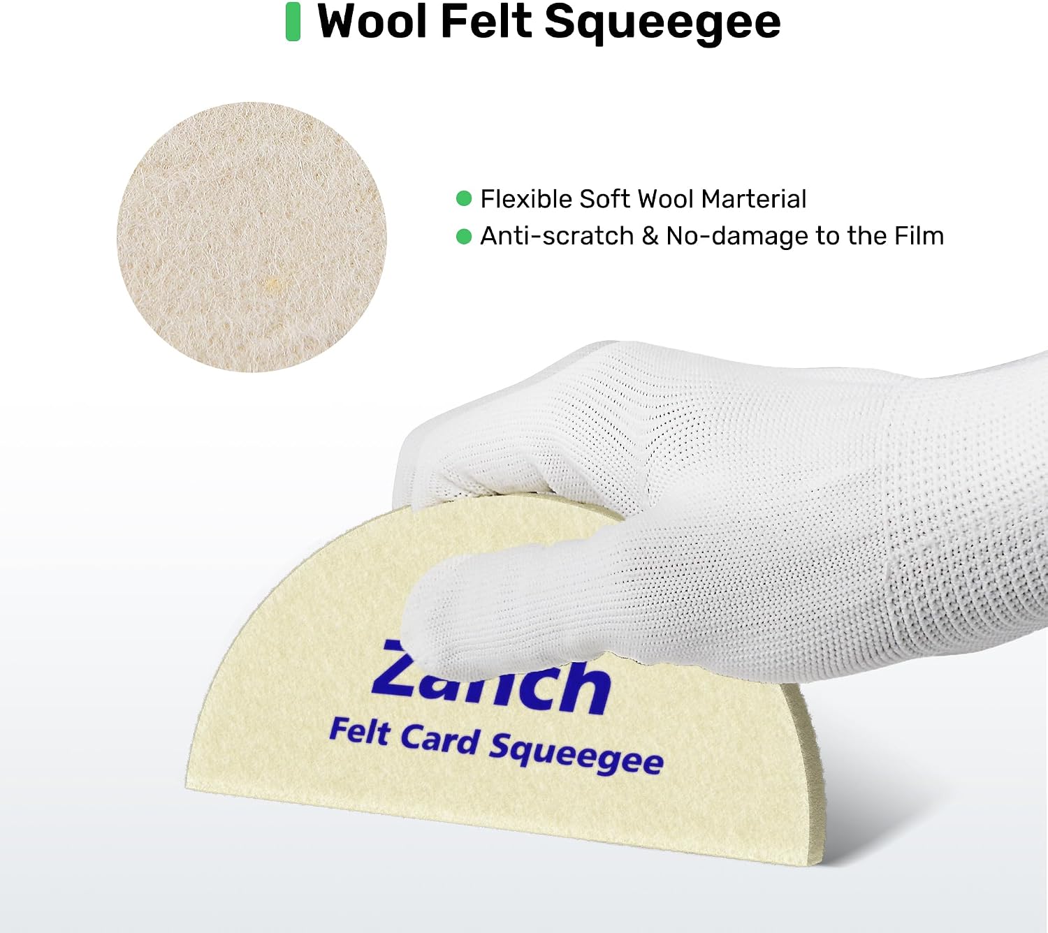 Zanch Window Tint Tools,Soft Wool Felt Squeegee for Window Tint Protective and Vinyl Wrap Film Installation【1pcs Square & 1pcs Fan-Shaped】