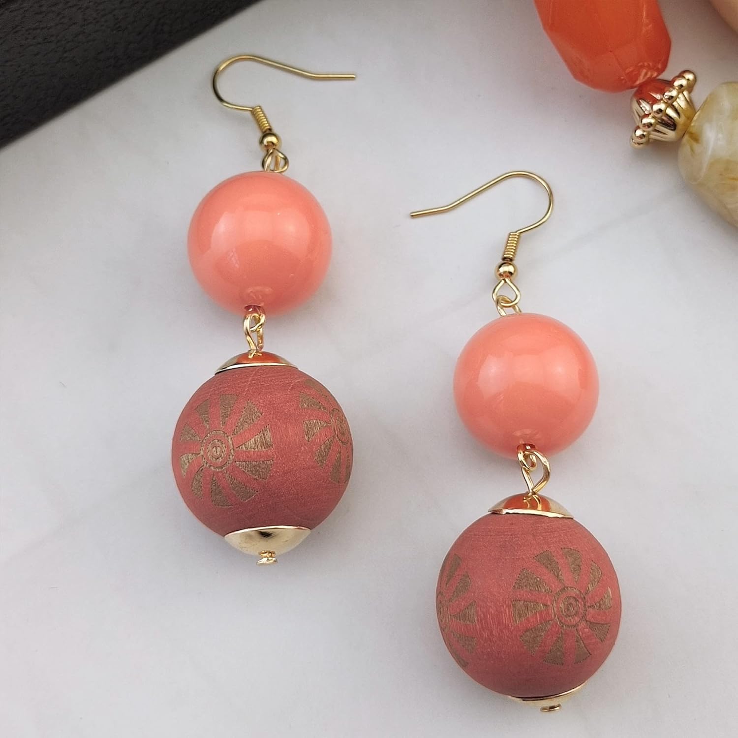 Bocar 3 Layer Chunky Statement Beaded Necklace and Earrings Set, Fashion Multi Layer Women Collar Necklace Jewelry Set - Image 7