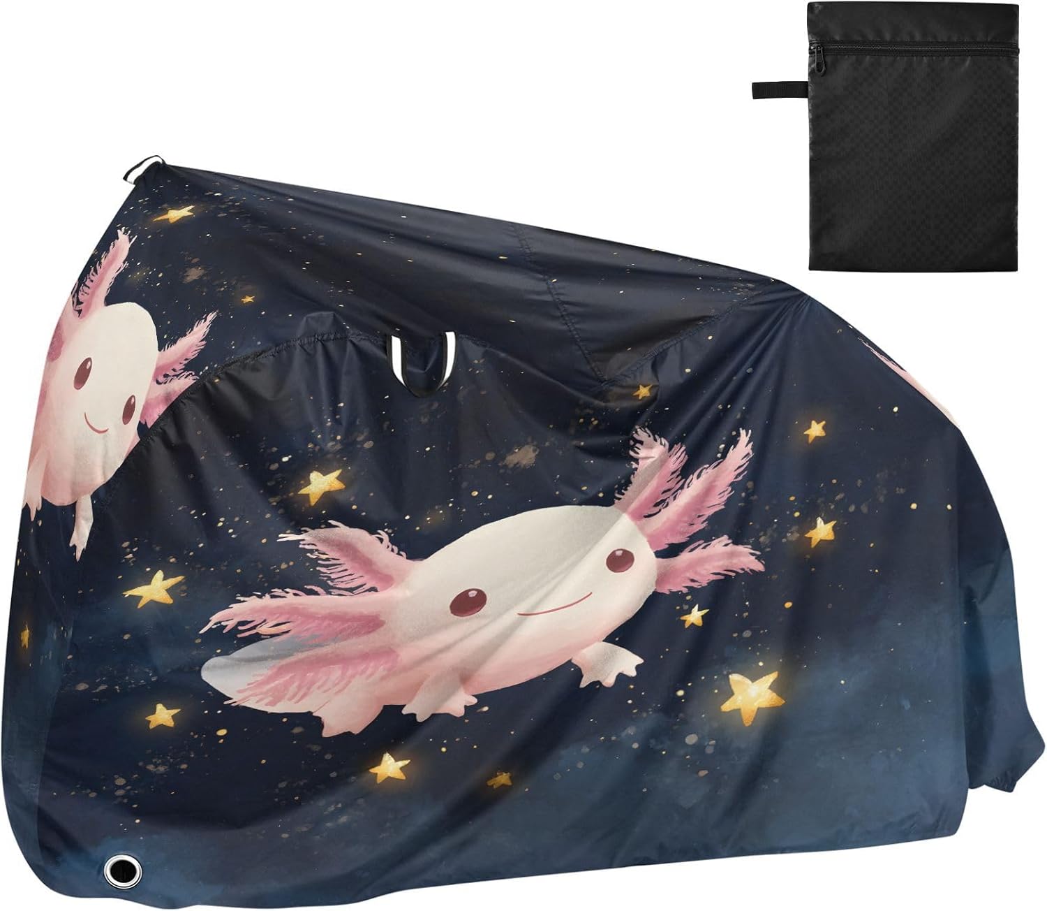 ALAZA Cute Axolotl Star Bike Cover Waterproof Outdoor Ebike Bicycle Covers Tarp Protection for 1/2 Bikes, Sun UV Dust Wind Proof