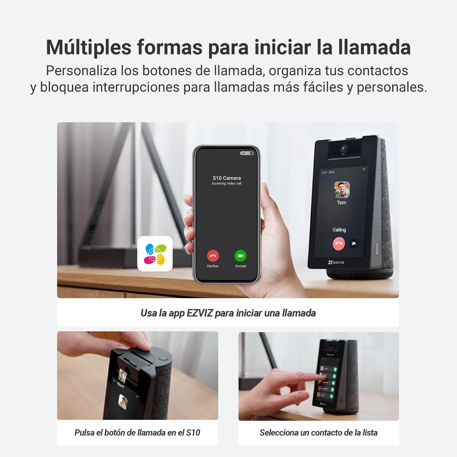 EZVIZ S10 Cámara Vigilancia WiFi Interior 2K+ 360°, Pantalla Táctil 4" con Videollamada, IA Detección Humana/Mascota/Llanto, Monitor Bebé/Ancianos, Álbum Digital y Altavoz Bluetooth,WiFi 6 2.4/5GHz