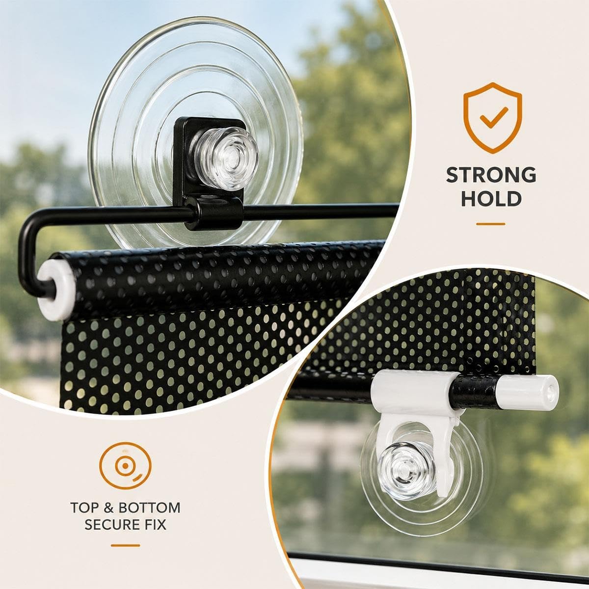 Store Enrouleur Pare-Soleil Rétractable à Ventouses, sans Perçage, Store de Fenêtre en Maille Filtrante pour Maison, Voiture, Camping-Car, Bureau, Porte Vitrée(W 70 x 100 cm)