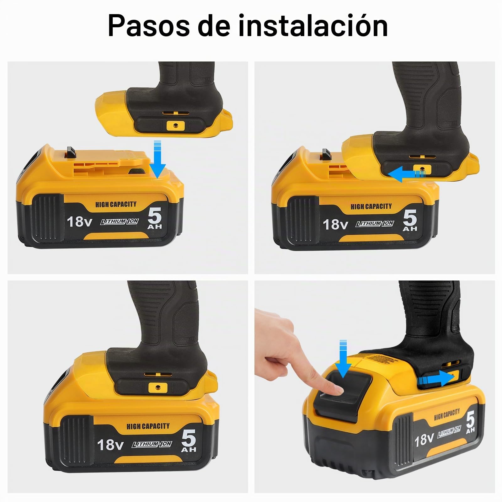 Waitley 2 Baterías para Dewalt 18V 5,0Ah DCB184 con Indicador LED | Para herramientas Dewalt 18V ; sustituye DCB180/181/182/184/200/201, con 5,0Ah, indicador LED y carcasa resistente