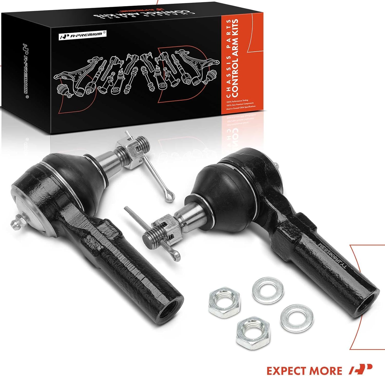 A-Premium 2 x Front Outer Tie Rod Ends, Compatible with Chevrolet Corvette 1986-1996