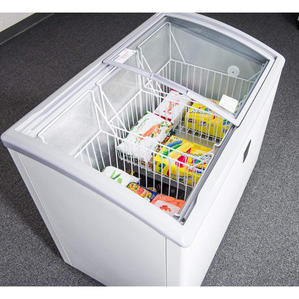 Premium Levella 7.4 cu ft Chest Freezer with Curved Glass Top in White