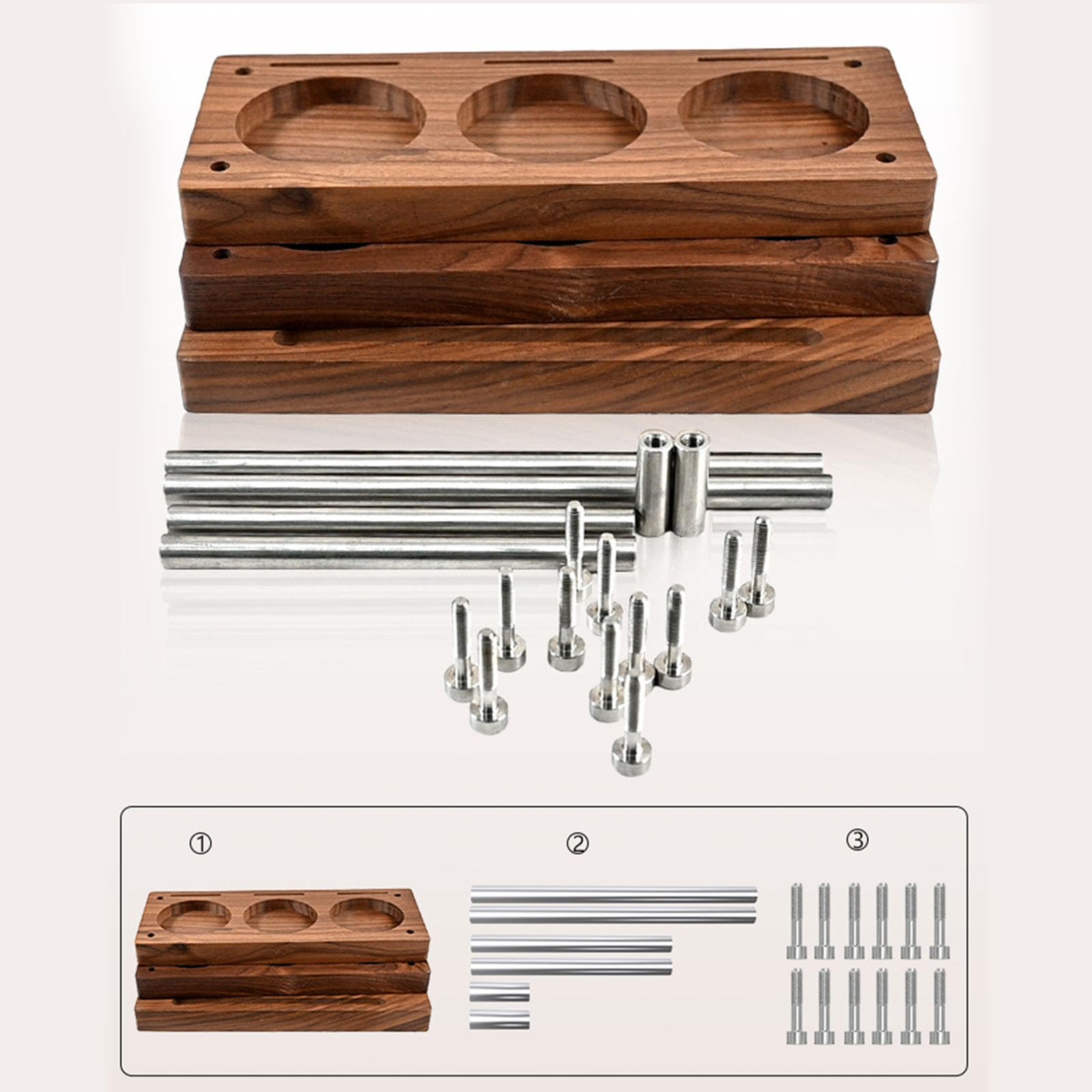 Espresso Tamper aus Holz, handgefertigtes Aufbewahrungsregal, Holz Aufbewahrungseinheit für Kaffeezubehör und Werkzeuge, Kaffee Tamper
