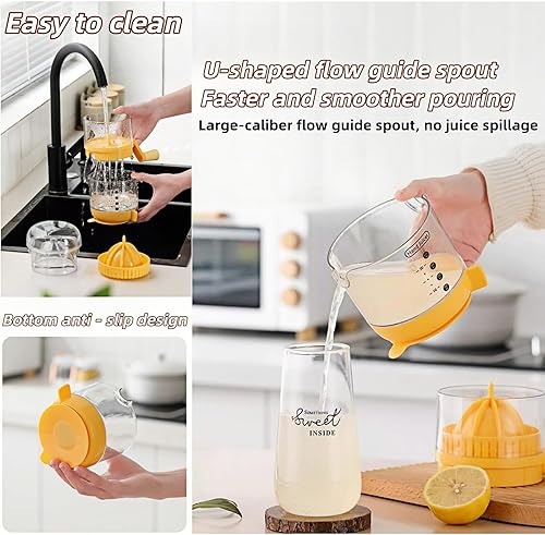 Miniatura 7 de Exprimidor manual de manivela 2025  Prensa de cítricos sin esfuerzo para limón, naranja, lima, base de succión antideslizante mejorada, extractor de