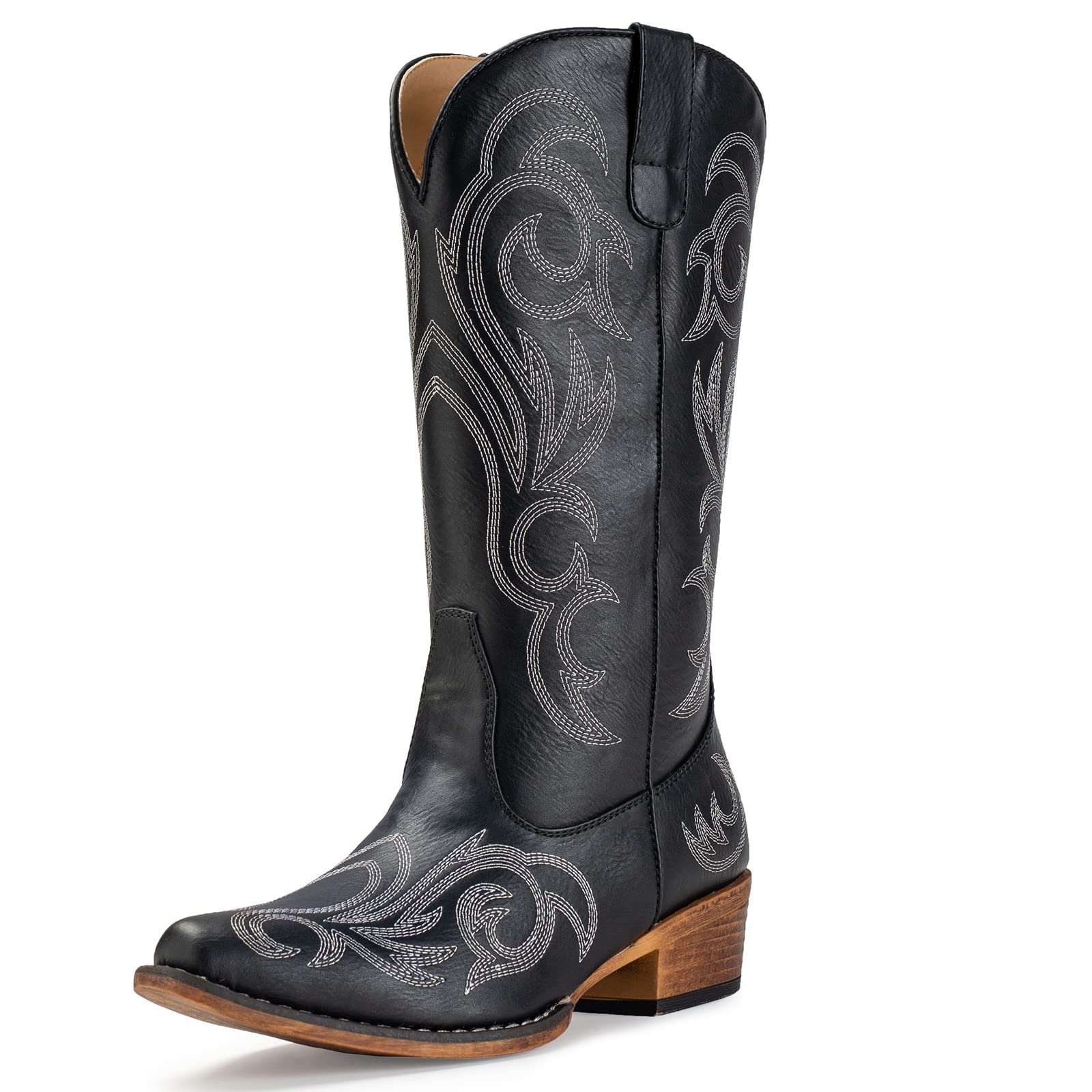 IUV Cowboy Boots For Women Mid Calf Cowgirl Boots Pointy Toe Western Boot
