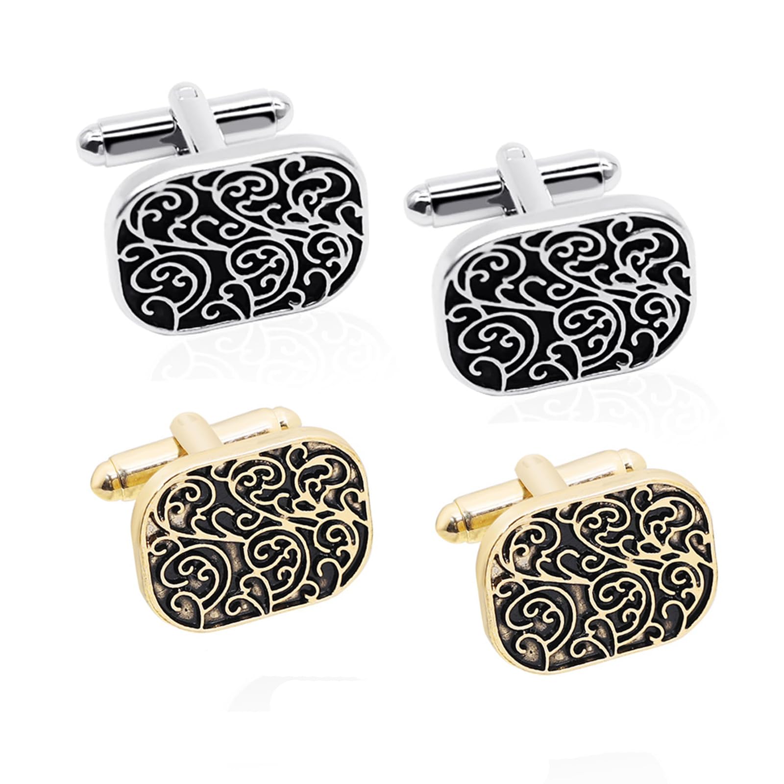 ZSRVAJ4 Pcs Cufflinks for Men, Cuff Links Mens, Mens Cufflinks, Men's Cufflinks Shirt Suit Button Classic Tone Cufflinks for Wedding Birthday Banquet Business Meeting Graduation Jewelry Gift