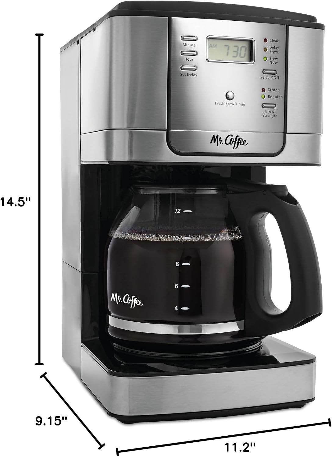 Mr. Coffee 12-Cup Programmable Coffee Maker, Stainless Steel
