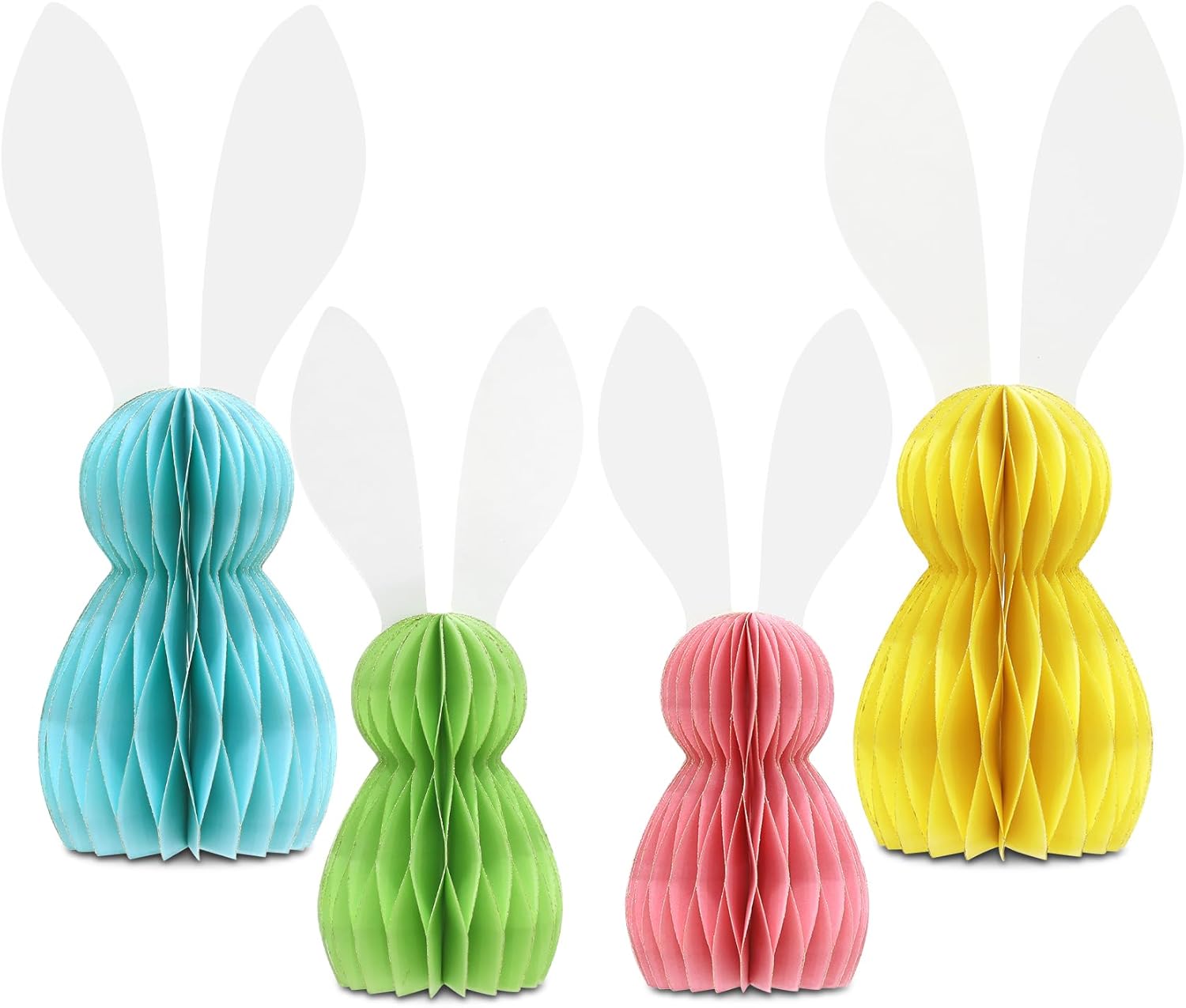 4 Pcs Easter Bunny Decoration, Easter Decoration for Home Paper Honeycomb Decor for Spring Indoor Outdoor Bunny Party Supply Table Rabbit Decor