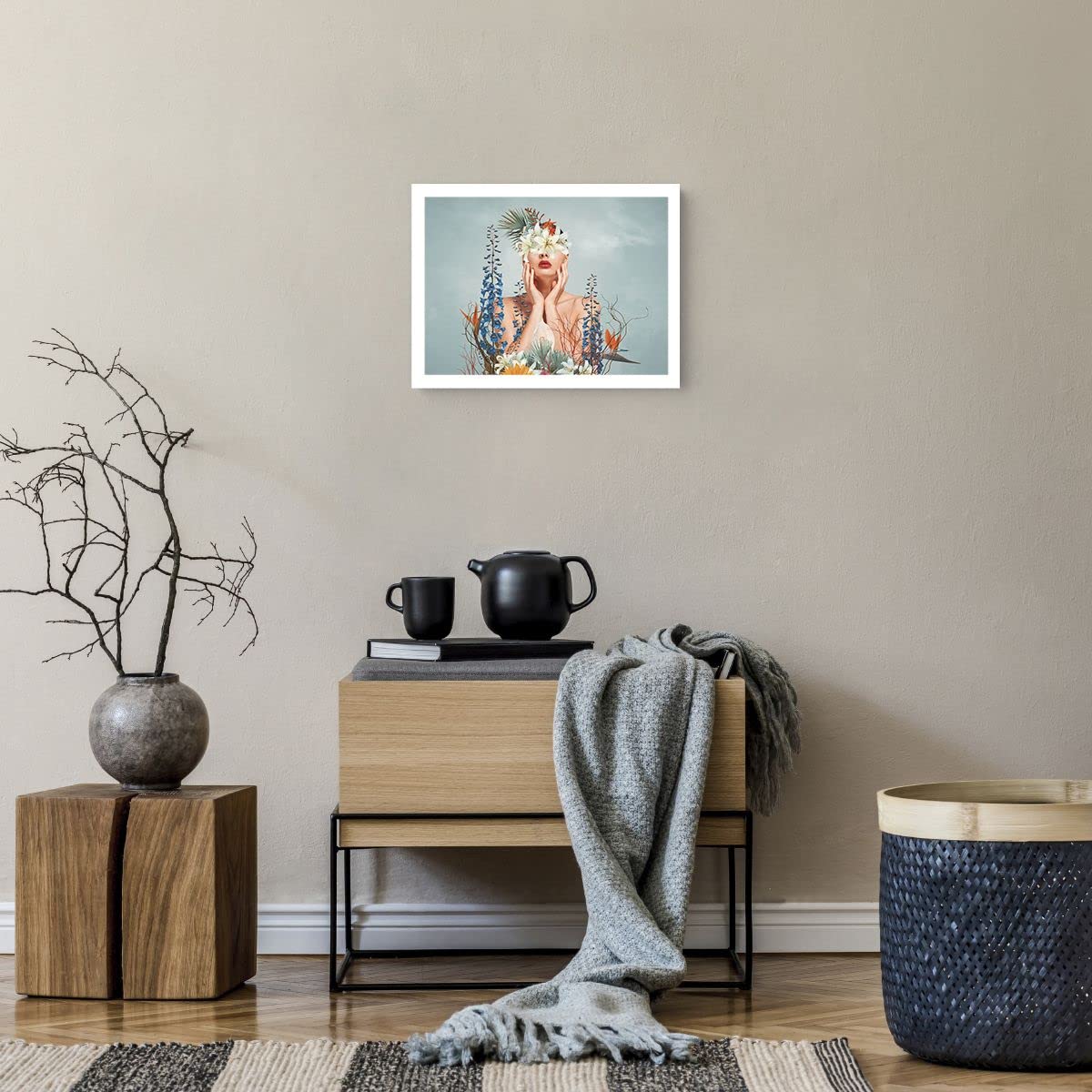 Poster 30x40 Cm Art Mural Surréaliste Femme Fleurs - ARTTOR, Impression Moderne