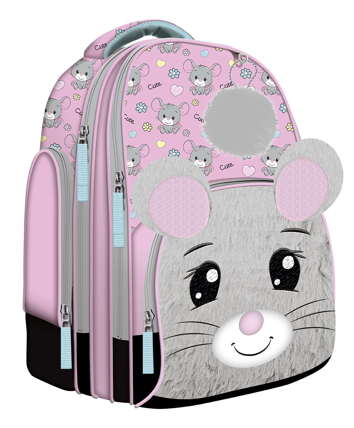 Goldkids - Mochila Escolar para niños y niñas - Mochila Escolar para niños con Estuche - Bolsa para Zapatos y Cuaderno de tareas - Motivo de ratón - 1-3 Clase