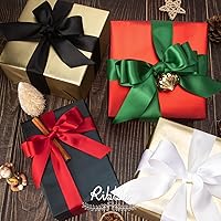 Vista 5 de Ribbli - Cinta de satén roja de doble cara, 1 pulgada x 25 yardas, cinta de tela para uso en ramo de lazos, envoltura de regalo de Navidad, arreglo