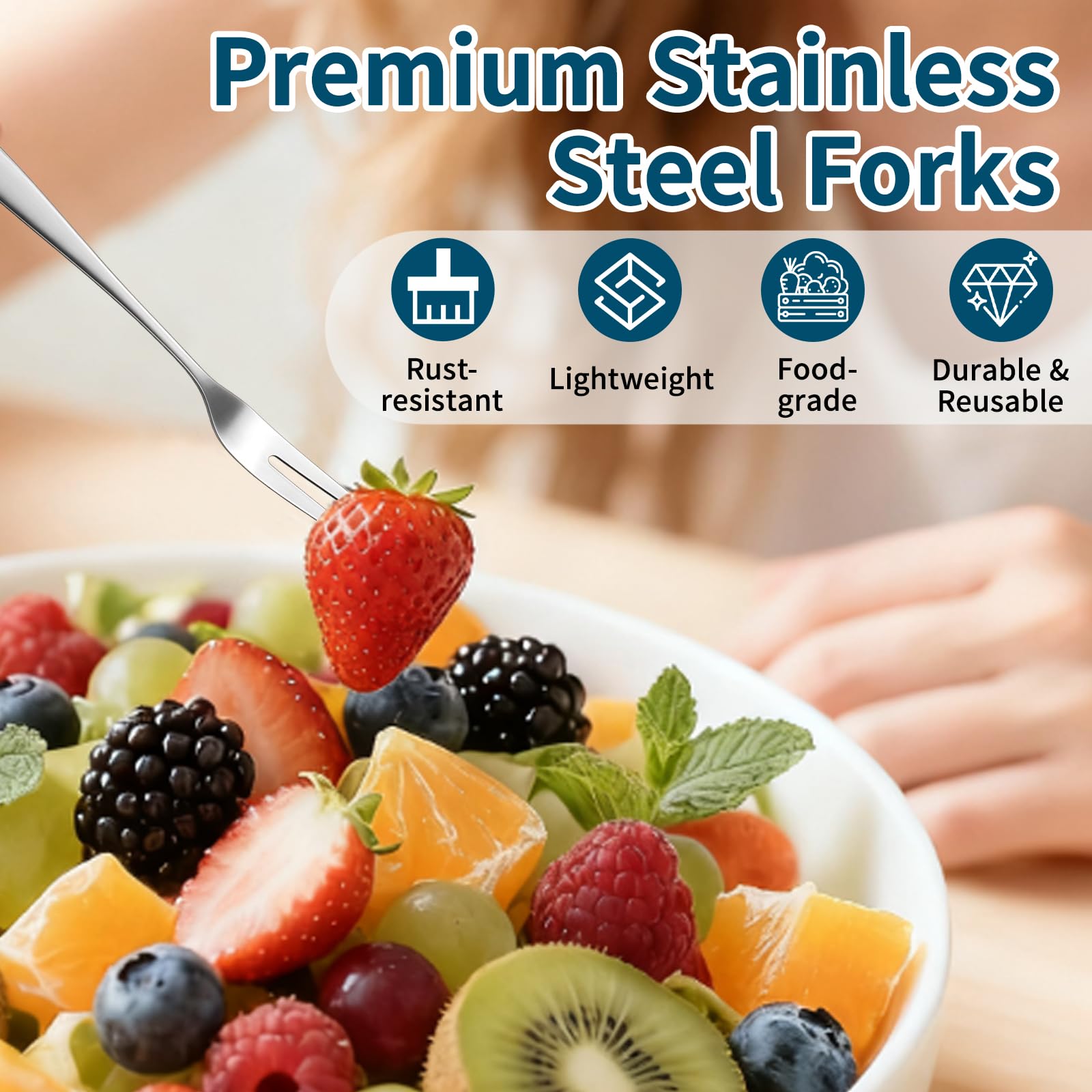 10 Pcs Pickle Forks 304 Stainless Steel Mini Forks for Appetizers, Portable Cocktail Dessert Salad Seafood Fruit Forks for Party Picnics Home Restaurant — Amazon image 3