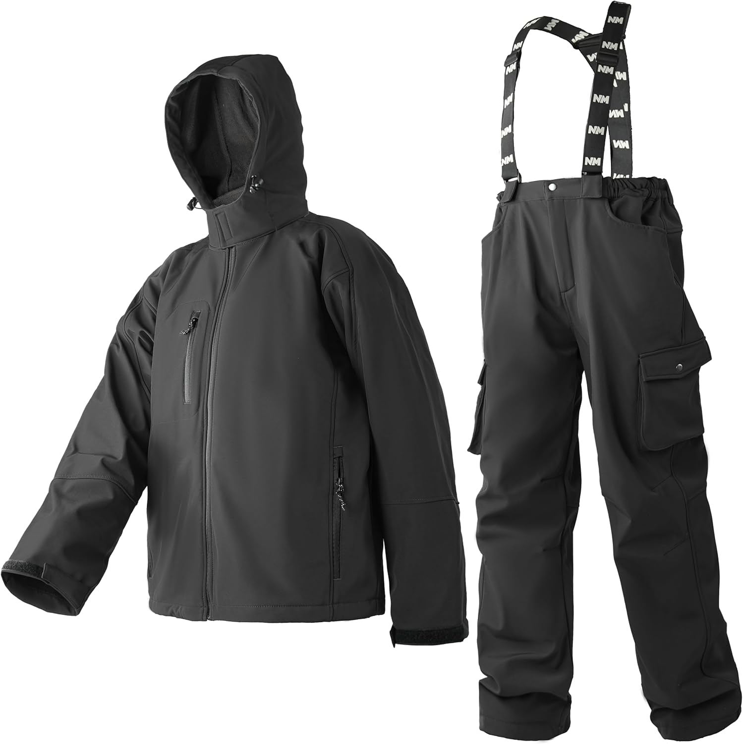 Men’s Softshell Jacket & Bib Pants Set – Water-Resistant, Breathable, Insulated, 4-Way Stretch for Outdoor Jobs