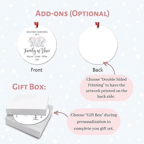 Miniatura 36 de Adorno de Navidad de familia de 3 2024, adorno personalizado para la primera Navidad del bebé, recuerdo de adorno familiar con tema de oso, 3.5