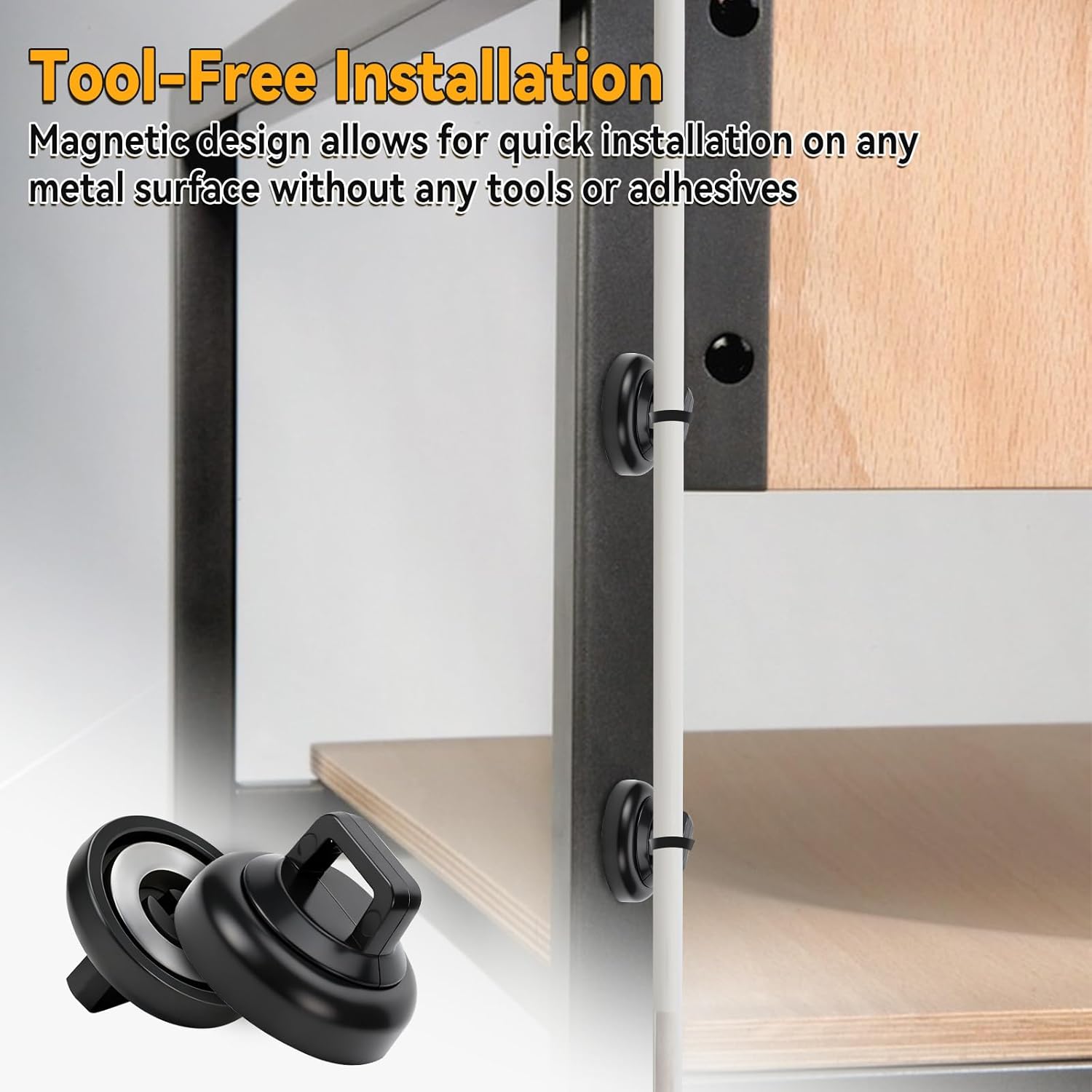 60Pcs Magnetic Cable Zip Tie Mounts and Nylon Cable Ties, 19 mm Multipurpose Magnetic Zip Tie Mount with Releasable Cable Zip Ties, Zip Tie Saddle Type Mounts for Cable Wire (Black,30 Set)