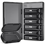 PULIV Weekly Pill Organizer with Large Capacity, Dual Protection Pill Box 7 Day, Arthritis Friendly Pill Case Easy to Open, Medicine Organizer for Vitamins, Medications, Fish Oils, Supplements (Black)