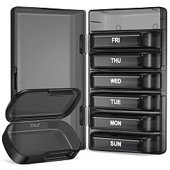 PULIV Weekly Pill Organizer with Large Capacity Dual Protection Pill Box 7 Day Arthritis Friendly Pill Case Easy