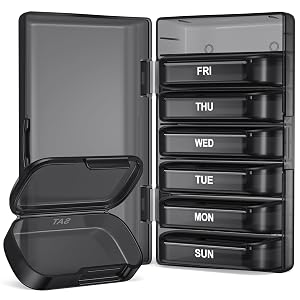 PULIV Weekly Pill Organizer with Large Capacity Dual Protection Pill Box 7 Day Arthritis Friendly Pill Case Easy