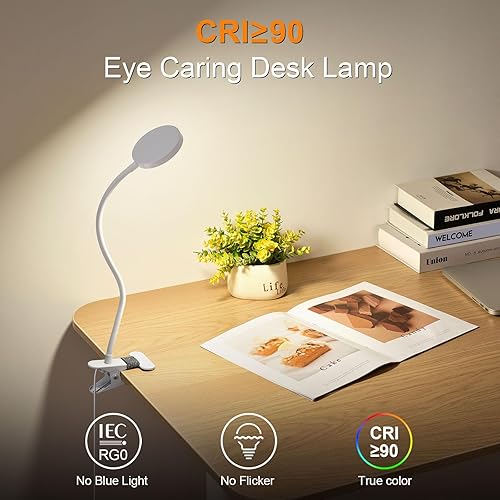 Miniatura 4 de KAiSnova 10W 66 LED Clip en luz 5 colores y 10 niveles de brillo Clip de la lámpara de la lámpara en la lámpara de escritorio 2 temporizadores