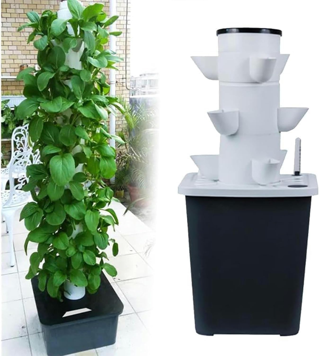 FLTRGO Hydroponics Tower, Garden Hydroponic Growing System Aeroponics Growing Kit for Herbs, Fruits and Vegetables with Hydrating Pump, Adapter, Net Pots, Timer for Fruits, Vegetables