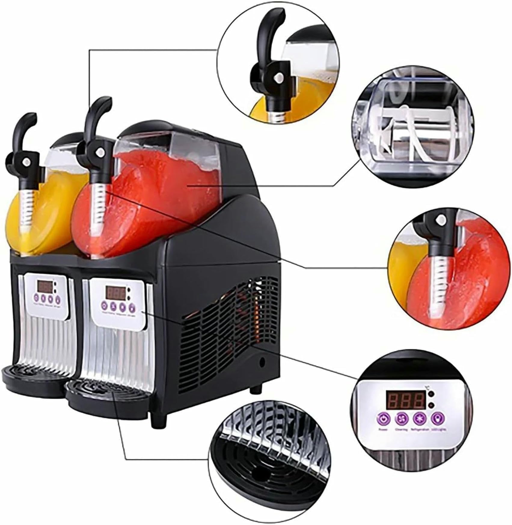 Máquina Comercial para granizados de Hielo, granizadora de Bebidas congeladas con 2 Tanques, máquina para Preparar Bebidas, licuadora de Batidos para cafeterías, restaurantes y Bares.