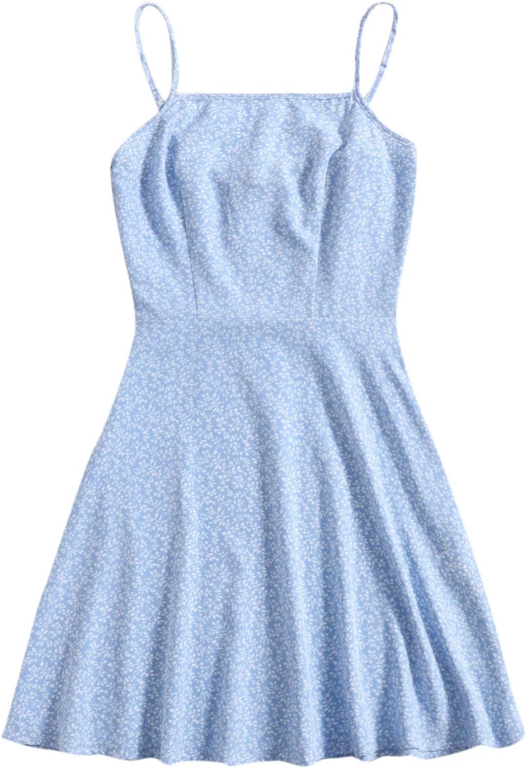 Floerns Women's Ditsy Floral High Waist Cami Short A Line Dress