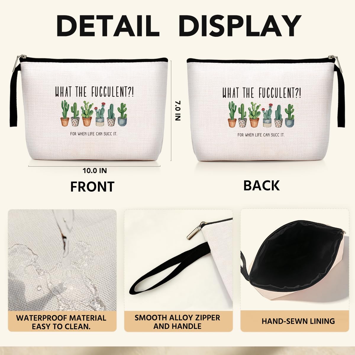 Lustige Geschenke für Frauen, Pflanzenliebhaber, Geschenke für Gartenarbeit, Gärtner, Einweihungsgeschenke, einzigartiges Geschenk für Pflanzen, Dame, Mutter, Stuff – What The Fucculent, beige