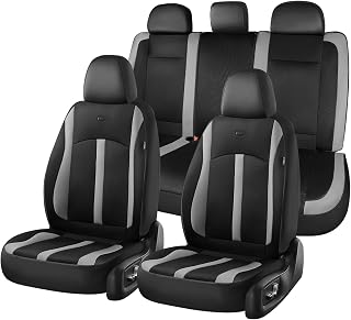 FLORICH Car Seat Covers, Breathable Mesh Automotive Seat Cover Full Sets, Front Seat Covers and Back Seat Cover Universal Car Interior Protectors Cushion for Most Cars&SUV-Black&Grey