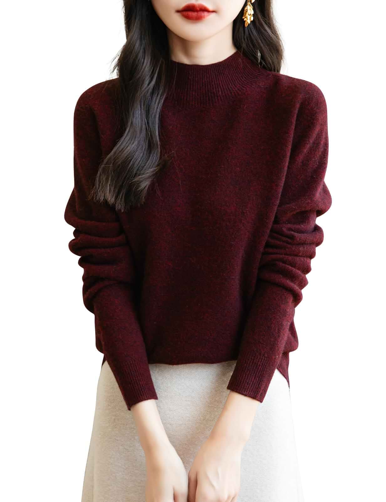 Chanyarn Women's 100% Merino Wool Seamless Sweater Mock Neck First-Line Ready to Wear Long Sleeve Knitted Pullover Tops Adult · Long Sleeve