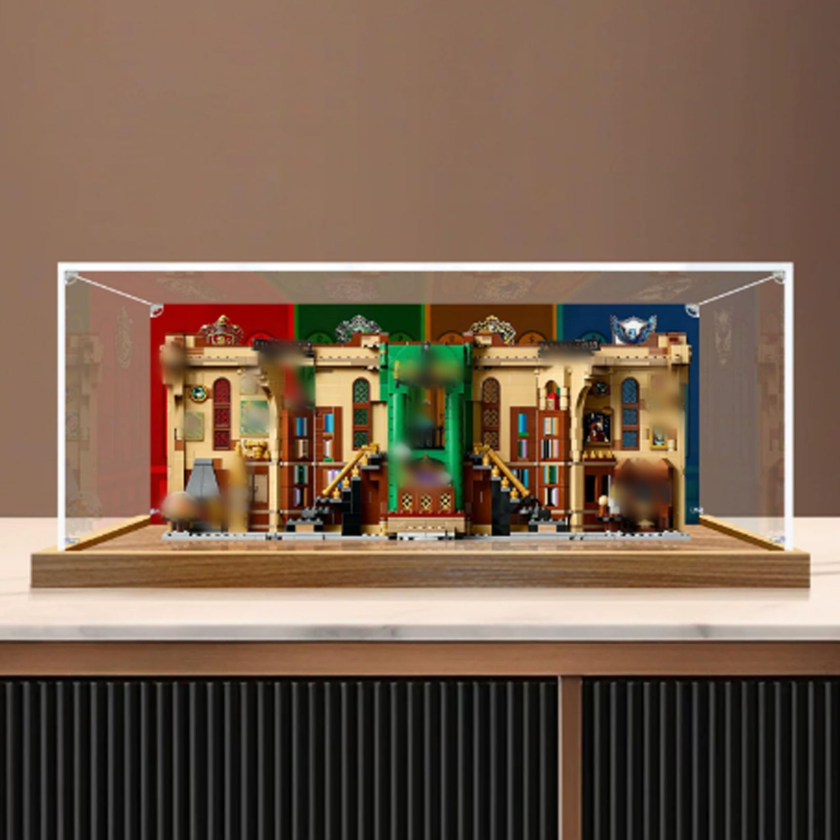Acrylic Display Case for Le-go 76478 Office Bookshelf Model, Dustproof Display Box (display box only) (StyleB Background 3mm)