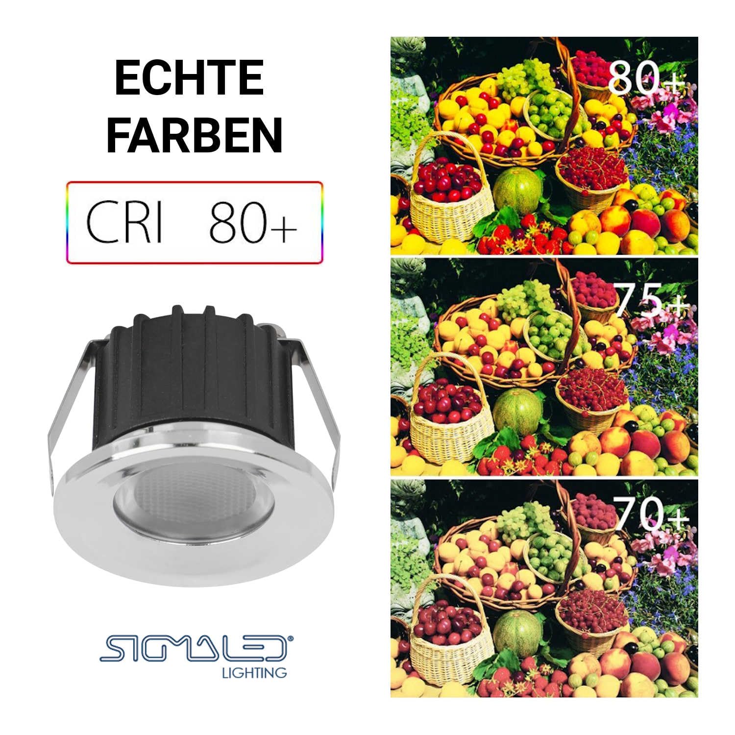SIGMALED LIGHTING, Mini-LED-Einbaustrahler 3W, Spritzwassergeschützt für den Außenbereich, dimmbar, Warmweiß 3000K, 300 Lumen, IP54 Runde Einbauspot, 220V / 230V AC, 2er-Pack (1 Box mit 2 Stuck)