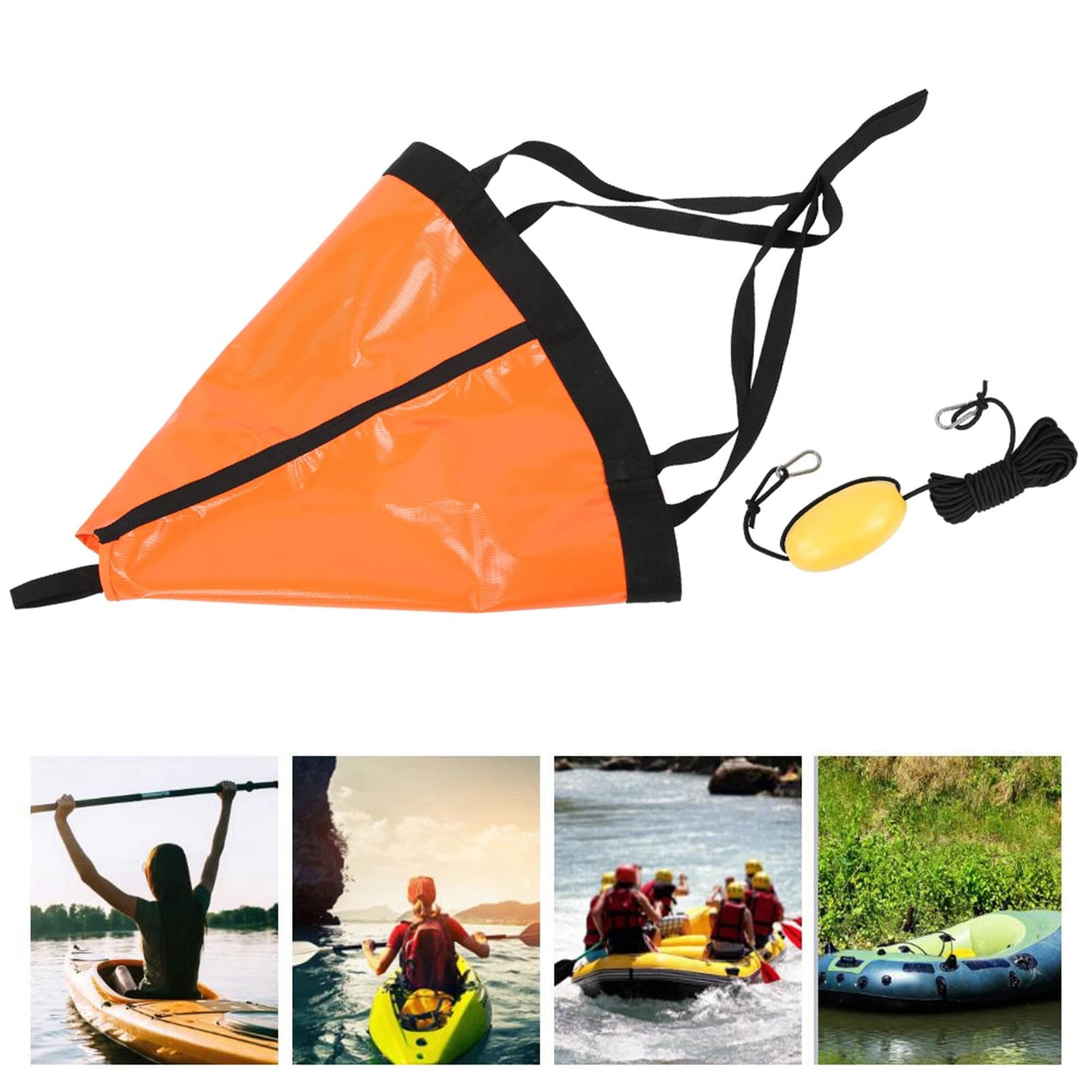 Flotteur d'ancre de pêche, Kit Flotteur PVC 32 Pouces Bateau Ancre Flottante avec bouée Ligne décharge Système Flotteur Boule bouée Drogue Accessoire d'ancrage pour pêche Kayak Ponton canoë