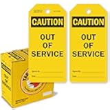SmartSign 100-Pack Caution Out of Service Tags, 2-Sided Write-On Tags in Dispenser Box, OSHA-Compliant, 6.25