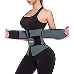 ANGOOL Neopren Waist Trainer For Women,Workout Plus Size Trimmer Belt Sauna Sweat Corset Cincher With Zipper M Gray-Dark