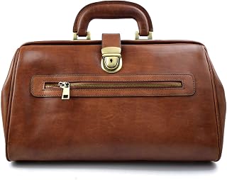 Leather doctor bag medical bag handbag women men leather bag vintage medical bag retro doctor bag made in Italy luxury bag weekender brown