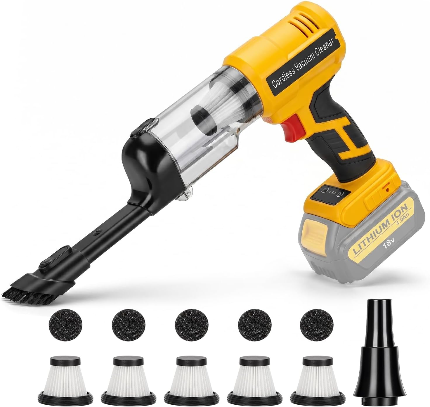 DTEZTECH Cordless Vacuum Cleaner for Dewalt 20V Battery, Electric Handheld Vacuum Cleaner with 105AW Powerful Suction, Portable Vacuum Cleaner for Floor, Carpet, Car, Pet, Home (Battery Not Included)