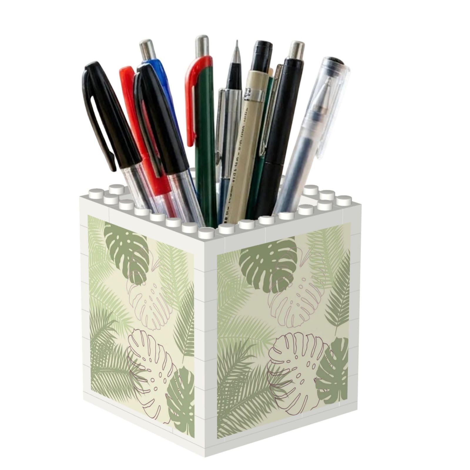 Poadnly Tropical Leaves, Pen Pot Pencil Holder for Office Home School, Compact Desk Organiser for Office Stationery